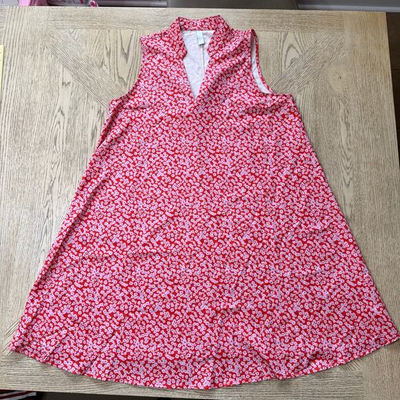 Noracora Red Floral Sleeveless Stand Up‎ Collar Dress Medium - Picture 1 of 7
